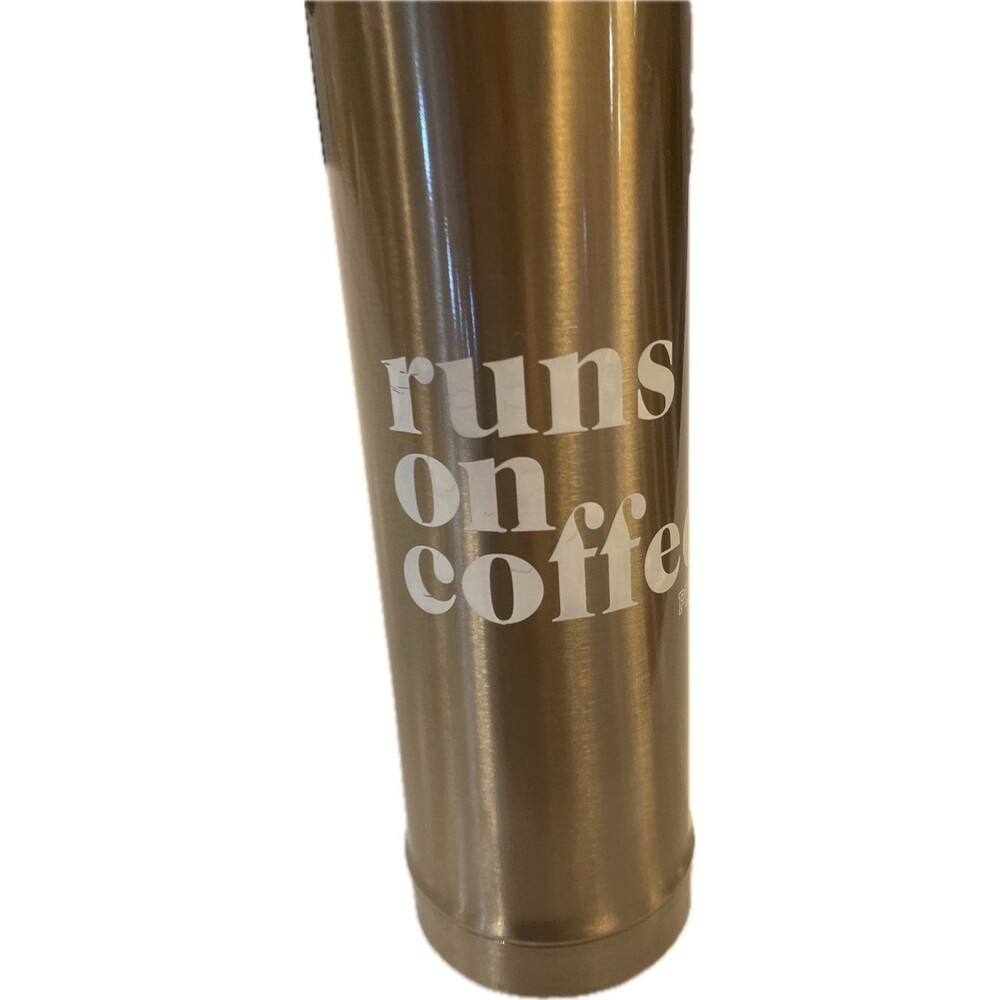 Victoria’s Secret PINK Runs on Coffee Insulated Travel Mug 15 oz Gold